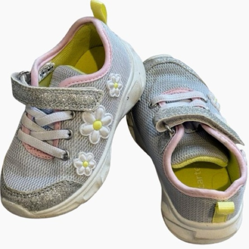 Carter's Gray and Pink Sneakers with Velcro Closure